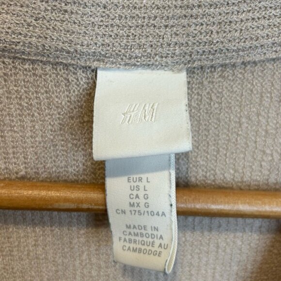 H&M Beige Knit Loose Fit Sleeveless Midi Dress V-Neck Semi Sheer Beige - Picture 7 of 10